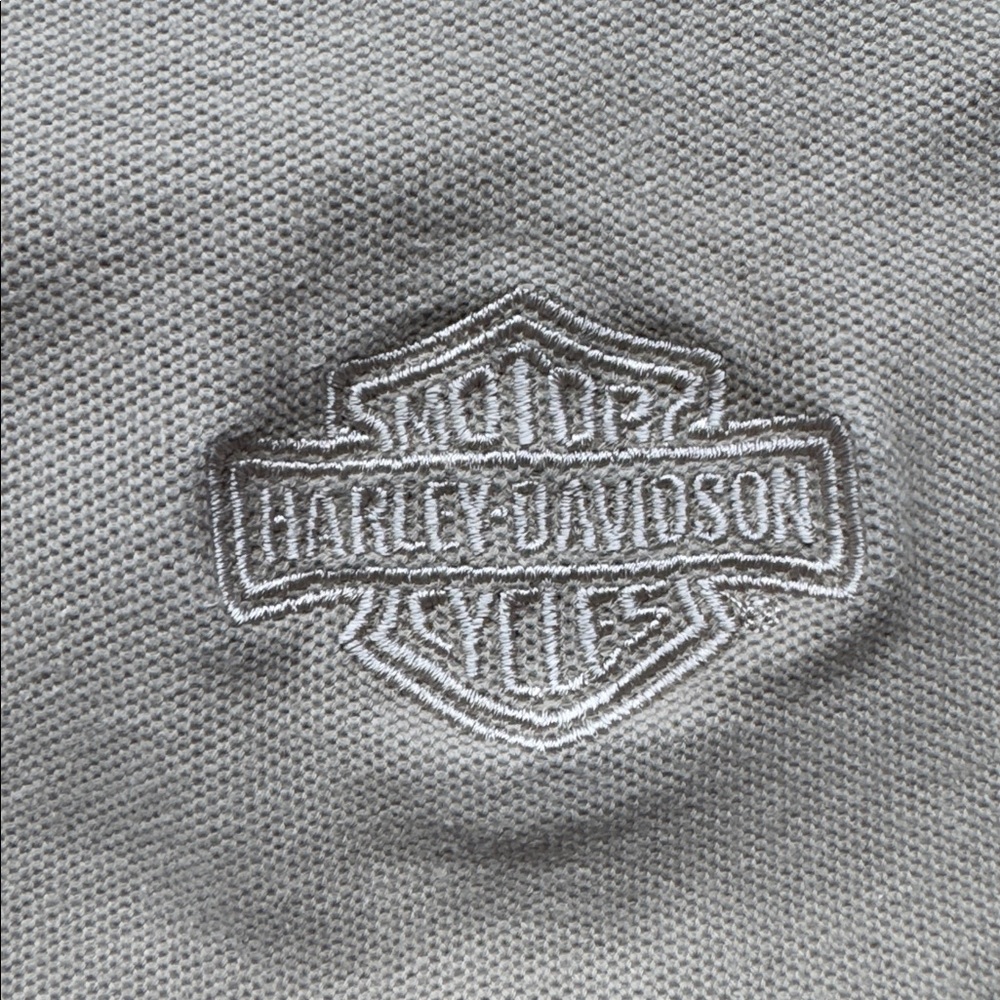 Harley Davidson Men’s Polo Long Sleeve Shirt 2XL Tan Brown Motorcycle Collared - Picture 3 of 12